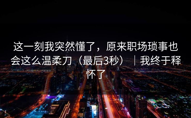 这一刻我突然懂了，原来职场琐事也会这么温柔刀（最后3秒）｜我终于释怀了