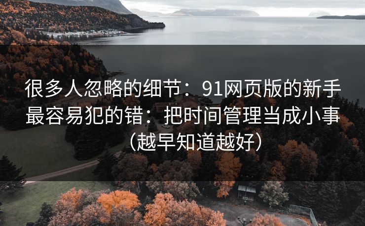 很多人忽略的细节:91网页版的新手最容易犯的错:把时间管理当成小事(越早知道越好)
